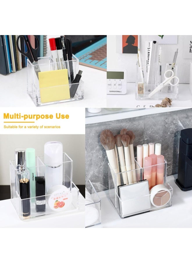 Cosmetic organizer , Pen Holder,Desk Organiser,Makeup Brush Holder , 3 Slot Acrylic Storage, Large Makeup Brush Holder Organizer for Bathroom, Vanity, Dressing Table, Office desk - Image 5